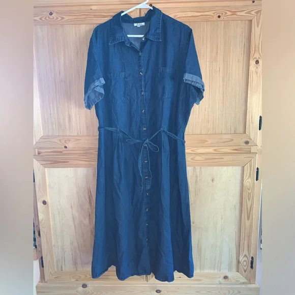 white christmas dresses MPH Indigo Blue Dress – East Village Vintage Collective main image 0